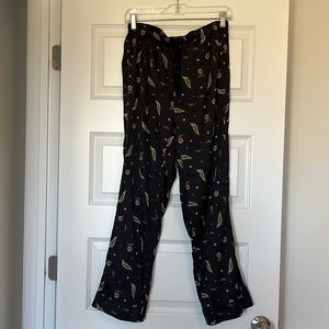 Ann Taylor Black silky pajama pants with floral print